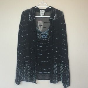 J. LAXMI Two-Piece Tank Jacket Beaded Tops 5X NWT